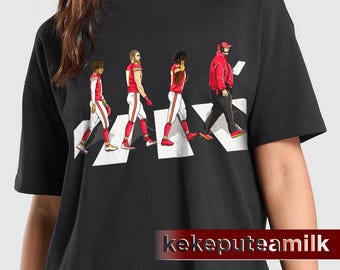 Kansas City Mahomes Kelce cross Abbey Road Shirt Unisex Heavy Cotton Tee