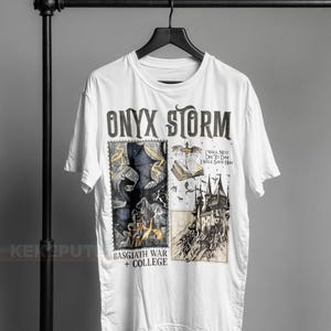 Fourth Wing Series T-Shirt , Onyx Storm, Dragon Rider, Bookish Tee Gift For Book Lover, Violet Sorrengail, Fantasy book ID White