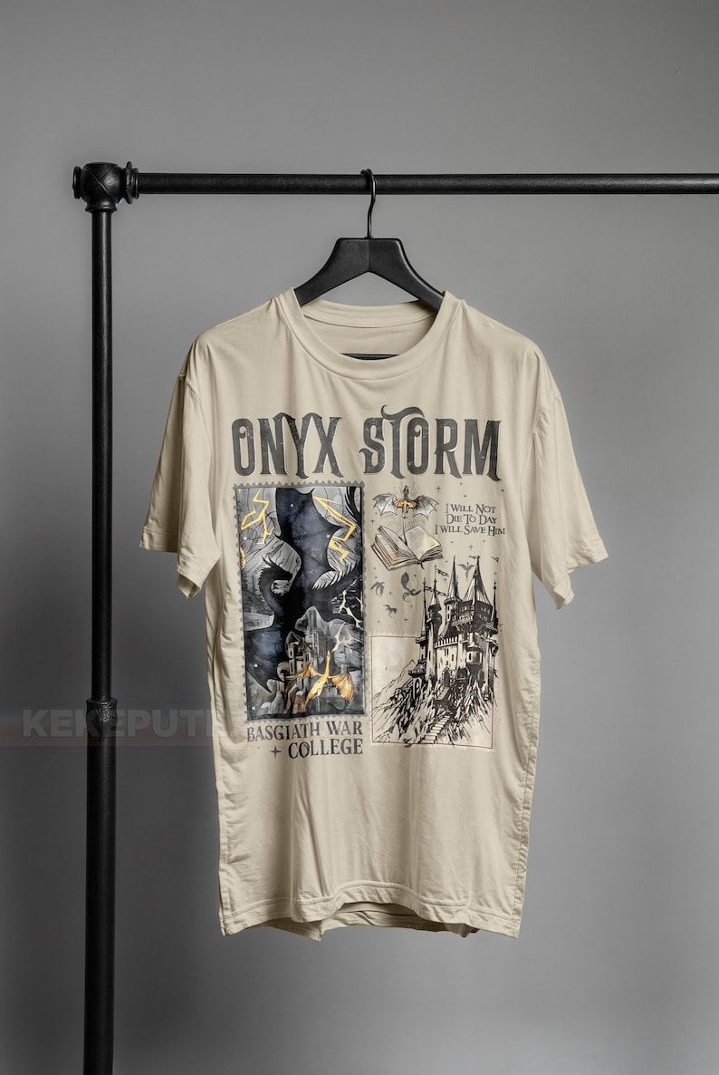 Fourth Wing Series T-Shirt , Onyx Storm, Dragon Rider, Bookish Tee Gift For Book Lover, Violet Sorrengail, Fantasy book ID Sand