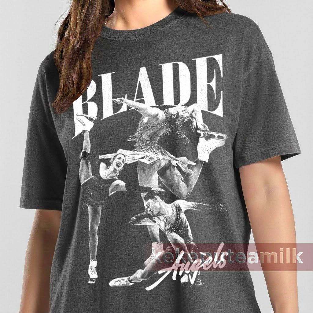 Blade Angels T-shirt | Figure Skating Collage, Monochrome Vintage