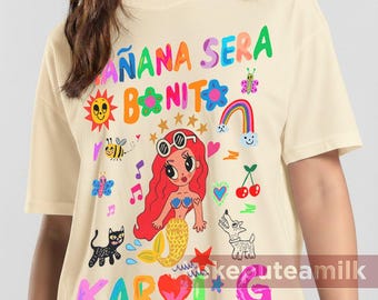 マニャーナ・セラ・ボニート カロルG ラテン音楽アルバム グラフィックTシャツ、レゲトン ストリートウェア グッズ、コンサートのファンギフト、女性と男性へのギフト Tシャツ FD