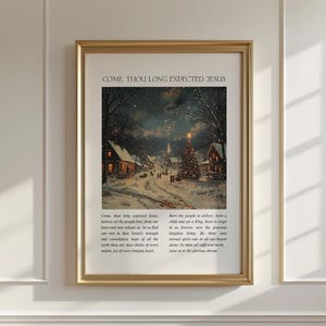 Come Thou Long Expected Jesus Print: Snowy Village Christmas Hymn (Digital Download)