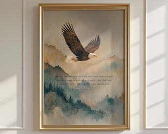 Isaiah 40:31 Eagle Bible Verse Art | Christian Scripture Print (Digital Download)