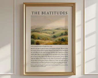 The Beatitudes Wall Art: Sermon on the Mount, Christian Scripture (Digital Download)