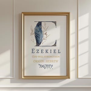 Ezekiel Name Meaning Print: Hebrew Baby Boy Nursery Decor (Digital Download)
