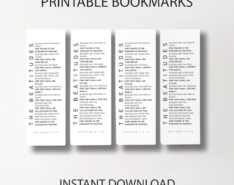 The Beatitudes Bookmark: Bible Verse Christian Gift (Digital Download)