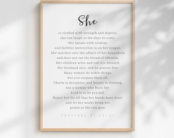Proverbs 31:25-31 Printable Wall Art - Christian Mother's Day Gift (Digital Download)