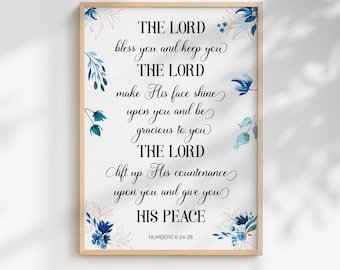 Aaronic Blessing Printable Wall Art: Floral Scripture Print (Digital Download)
