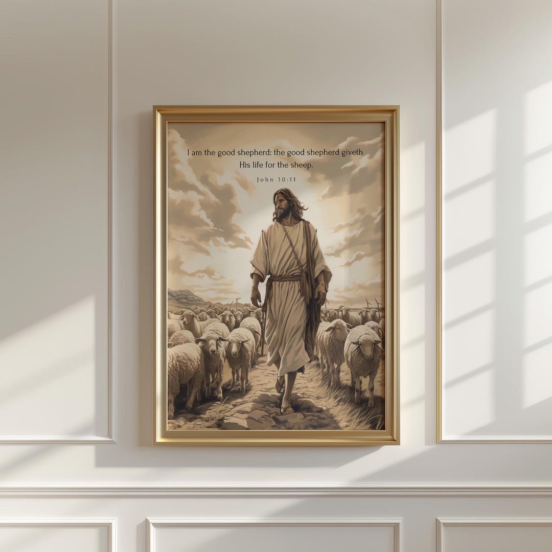 Good Shepherd Vintage Scripture Art Print: Christian Home Decor ...