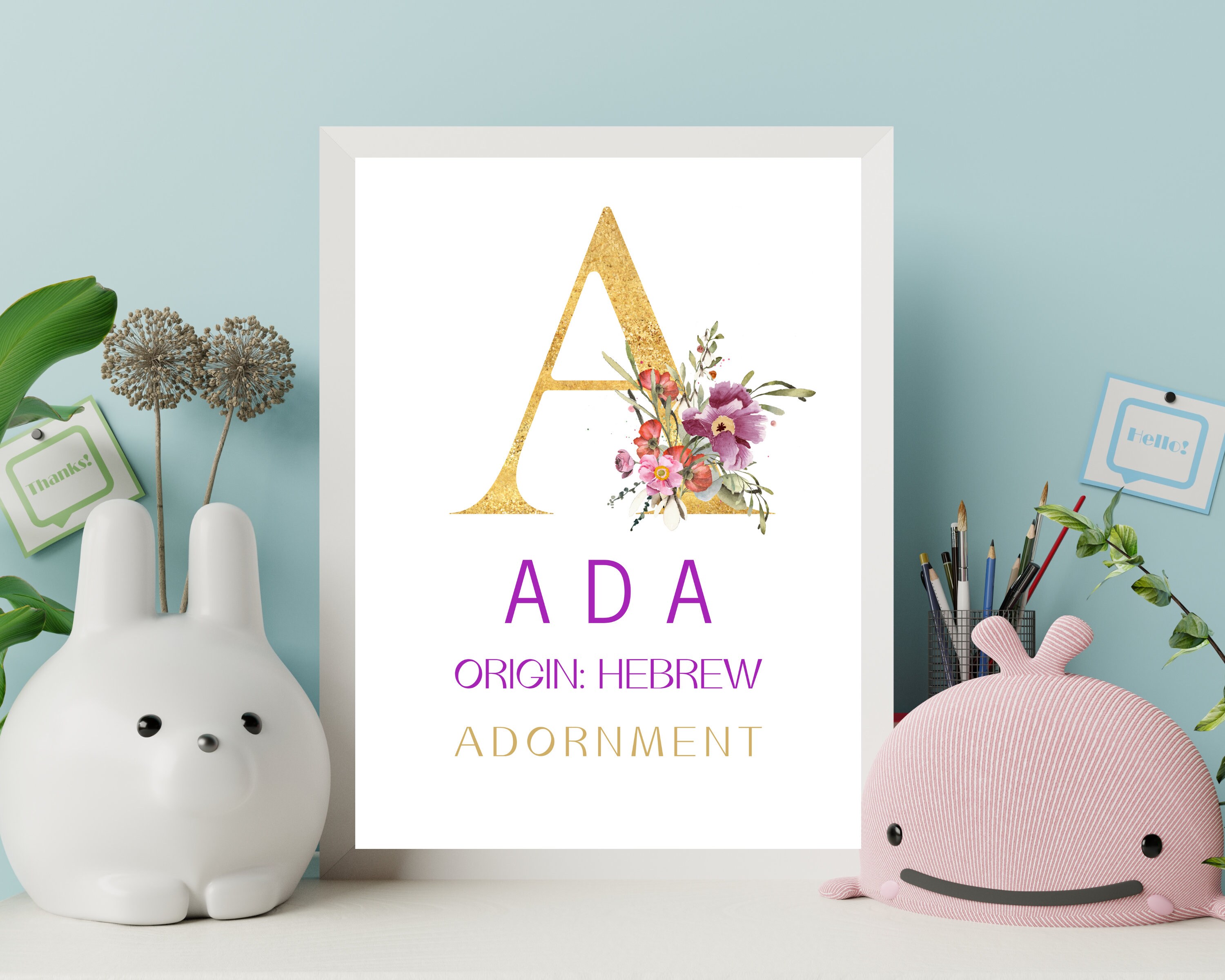 ADA Girls Name Meaning Wall Art Printable Nursery Room Name Etsy 日本