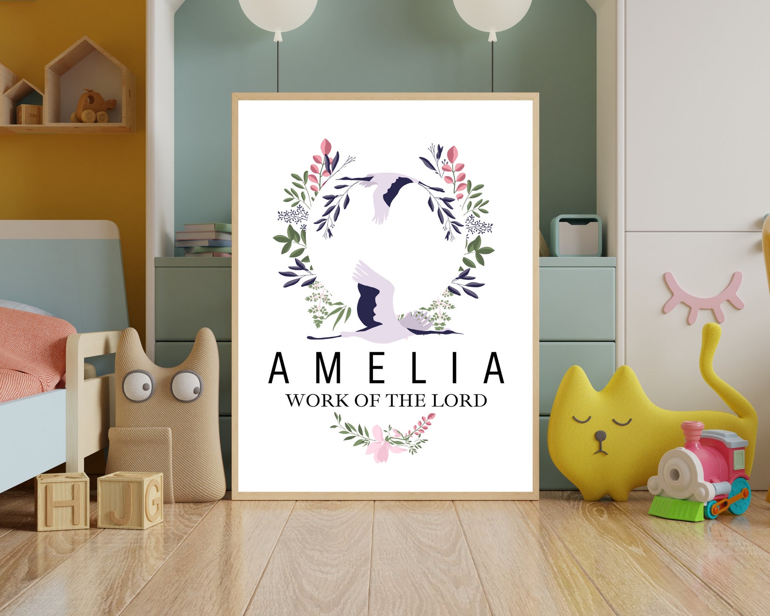 Amelia Name Meaning Print Nursery Prints Baby Name Art Etsy