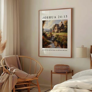 As For Me and My House Wall Art, Joshua 24:15 Printable Scripture Decor, Christian Vintage Digital Download, Bible Verse Home Print