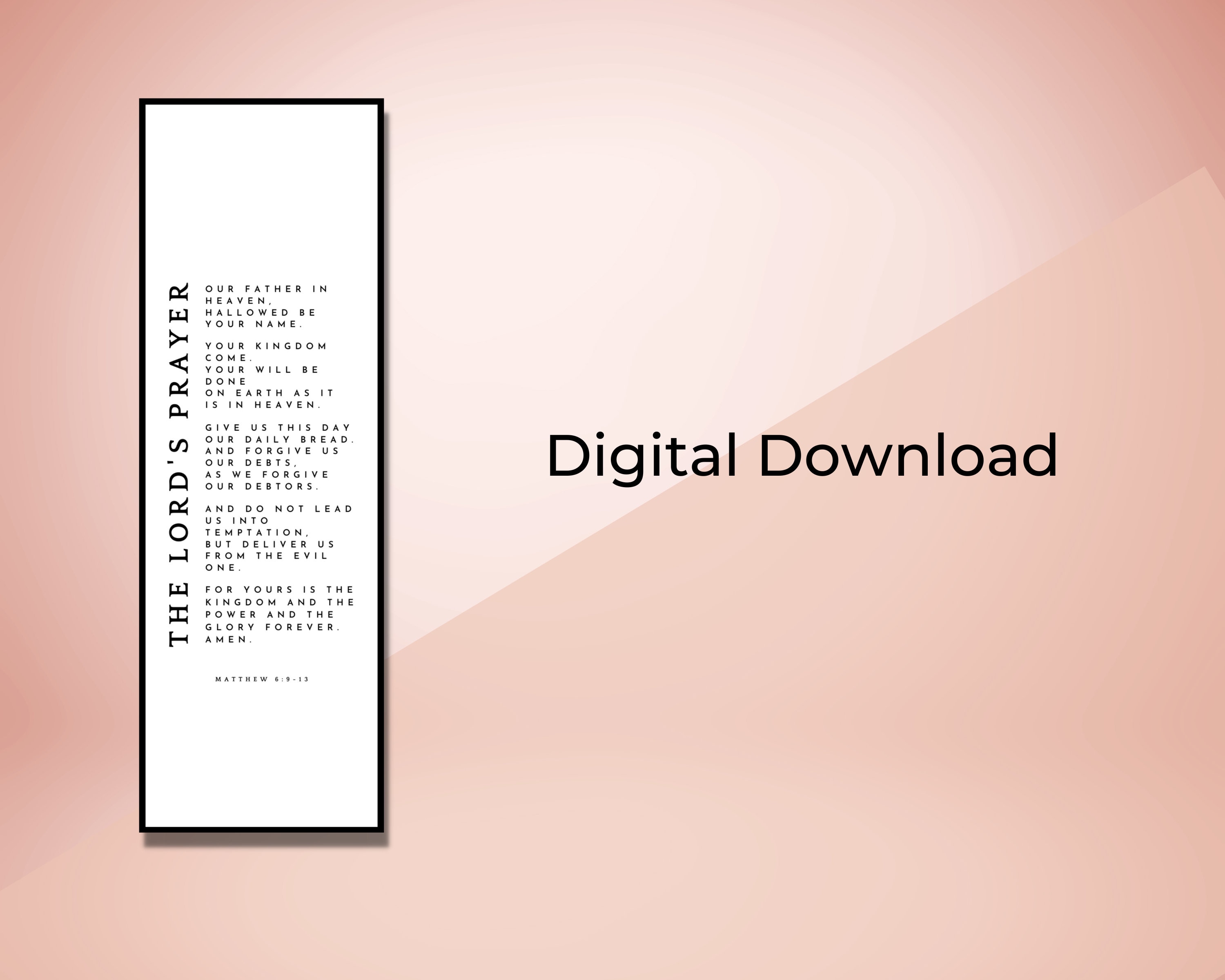 The Lords Prayer Printable Bookmark Bible Verse Bookmark - Etsy