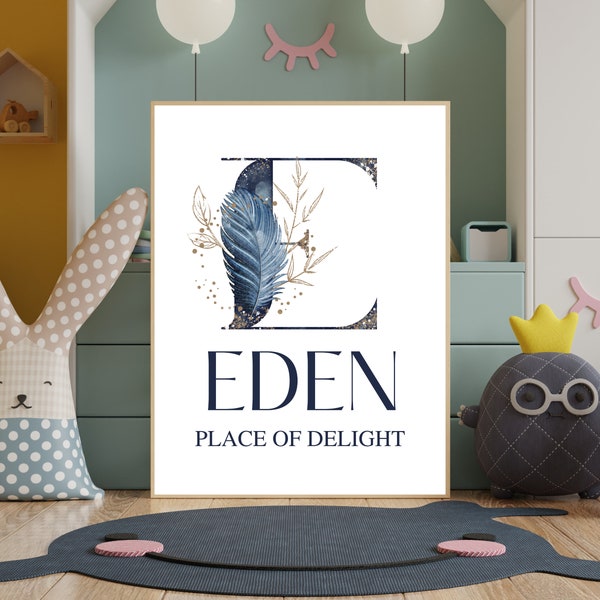 PERSONALIZED Eden Baby Name Meaning Wall Art Printable Nursery Wall Décor Baby Shower Gifts Custom Girls or Boys Room Name Sign Baptism Gift