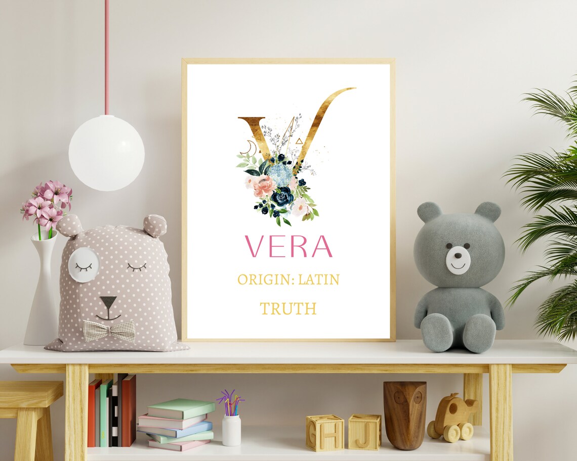 Vera Girls Name Meaning Wall Art Printable With Latin Meaning Etsy