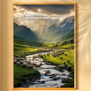 Psalm 23 Christian Wall Art: Vintage Bible Verse Print (Digital Download)