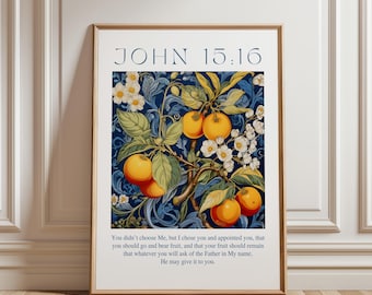 John 15:16 You didn’t choose me, but I chose you Bible Verse Wall Art, Vintage Scripture Print, Christian Digital Download, Christian Poster