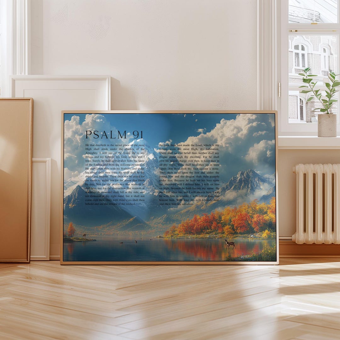 Psalm 91 Wall Art Full Scripture – Christian Mountain Print, Autumn ...