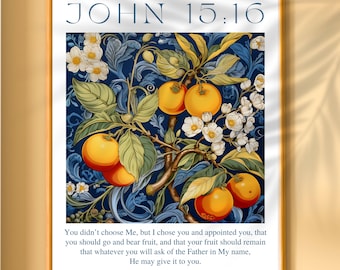 John 15:16 You didn’t choose me, but I chose you Bible Verse Wall Art, Vintage Scripture Print, Christian Digital Download, Christian Poster