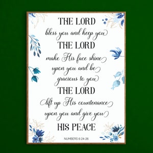 The LORD Bless Numbers 6 Printable Wall Art, The Aaronic Blessing Wall Art Printable, Numbers 6:24-26 Scripture Print image 4