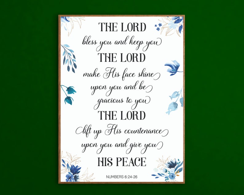 The LORD Bless Numbers 6 Printable Wall Art, The Aaronic Blessing Wall Art Printable, Numbers 6:24-26 Scripture Print image 4