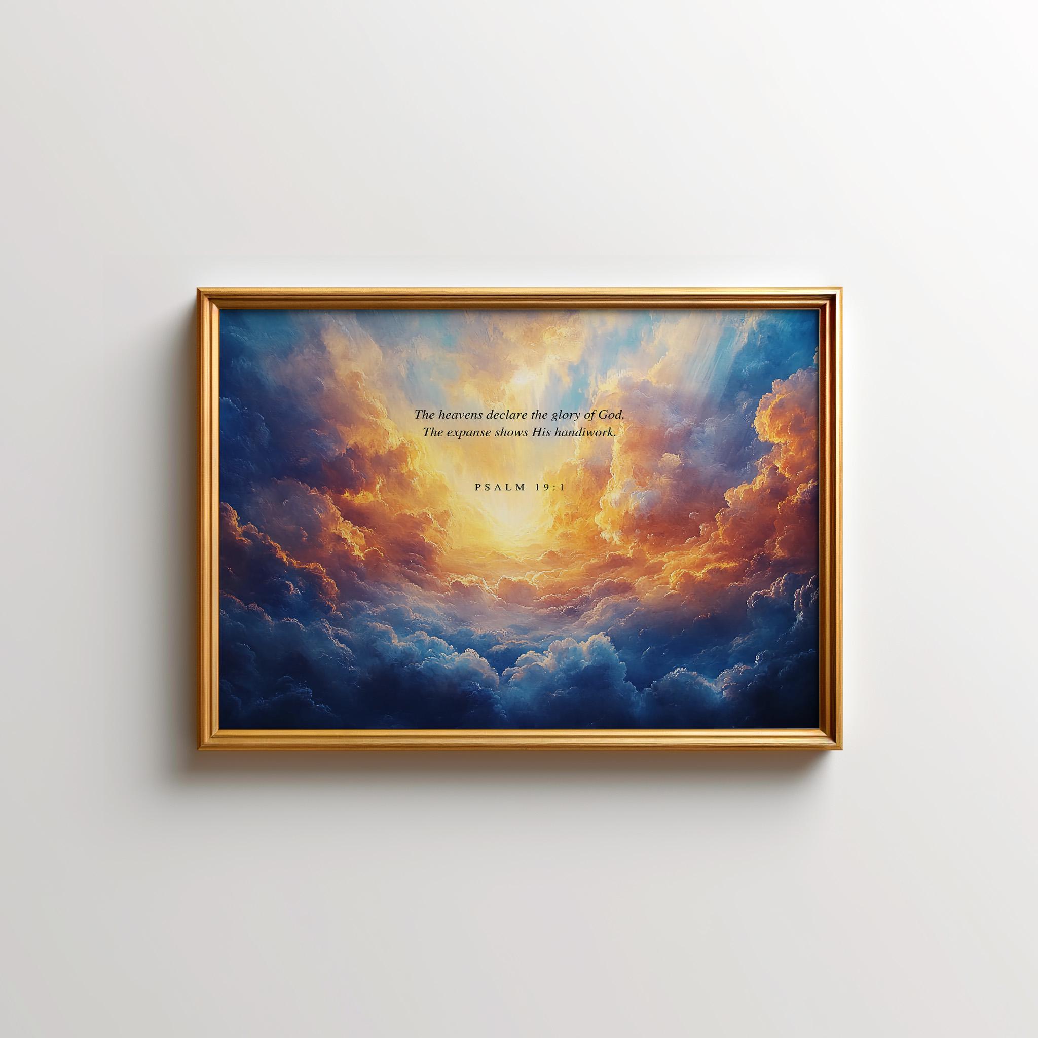 Scripture 19 Psalm 19:1 Scripture Print, Christian Cloud Wall Art (digital Download ...