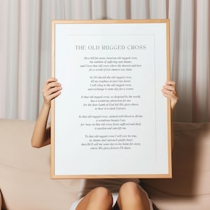 The Old Rugged Cross Hymn Wall Art – Christian Song Lyrics Printable – Vintage Scripture Art – Digital Hymn Print – Faith-Based Home Decor