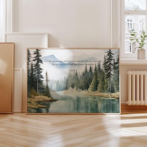 Ésaïe 54:10 Art biblique, impression Forest Lake (téléchargement numérique)