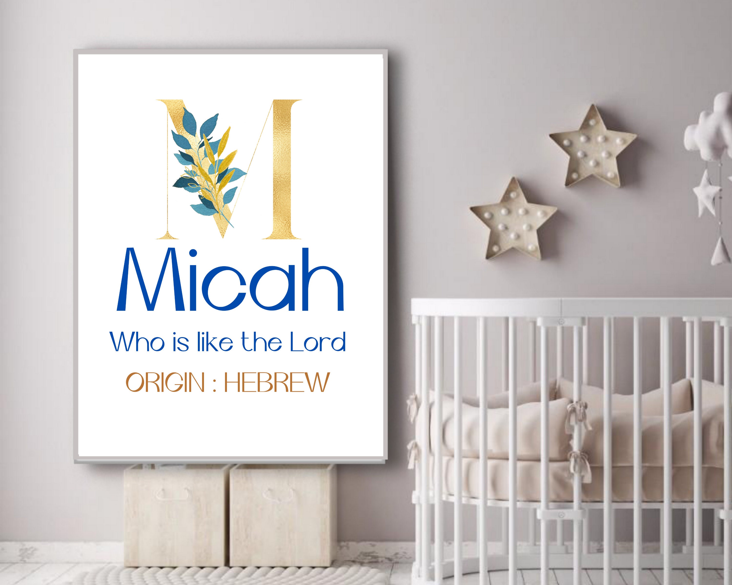 Micah Name Print Name Meaning Wall Art Printable Boys Bedroom Etsy