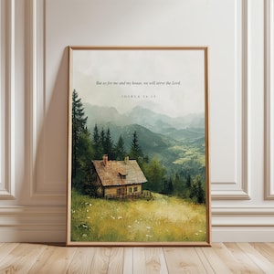 Joshua 24:15 Christian Wall Art, As For Me and My House Scripture Print, Christian Father’s Day Gift, Bible Verse Home Decor, Baptism Gift