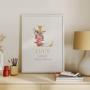 Printable Wall Art Lucy Floral Name Meaning Monogram Multi-Size