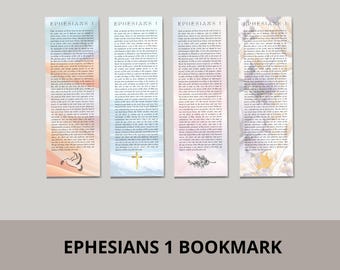 Ephesians 1 Bookmark Set: Christian Scripture, Floral Design (Digital Download, PDF/JPG