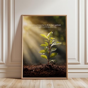 He Who Began a Good Work Philippians 1:6 Scripture Wall Art, Christian Printable, Bible Verse Poster, Growth Faith Print for Baptism Gift