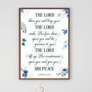 The LORD Bless Numbers 6 Printable Wall Art, The Aaronic Blessing Wall Art Printable, Numbers 6:24-26 Scripture Print image 5