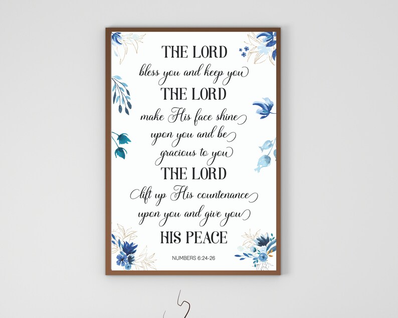 The LORD Bless Numbers 6 Printable Wall Art, The Aaronic Blessing Wall Art Printable, Numbers 6:24-26 Scripture Print image 5
