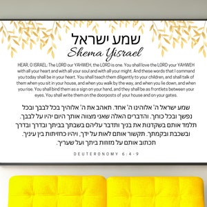 Shema Israel Wall Art Printable With Hebrew and English, Shema Poster ...