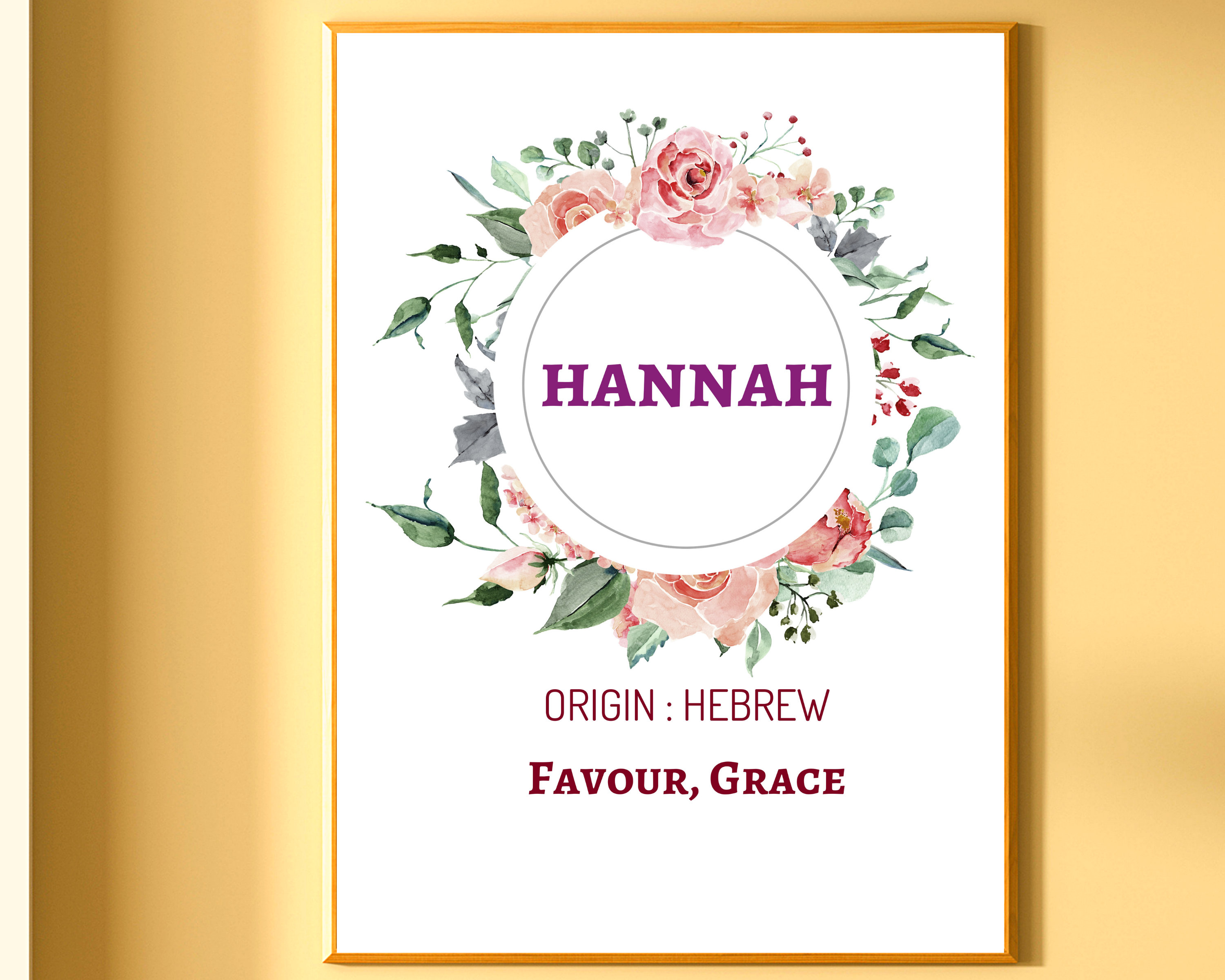 Baby Name Meaning Print Kids Room Name Sign Hannah Meaning - Etsy