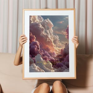 Jesaja 60: 1 Schrift Wandkunst, Arise Shine Bibel Vers druckbar, christliches Wolken-Sonnenuntergang-Plakat, inspirierende religiöse Wohndekoration