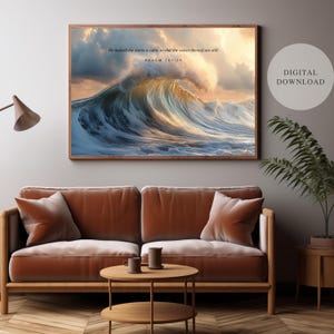 Vintage Christian Wall Art Printable Psalm 107 Waves Bible Verse Print ...