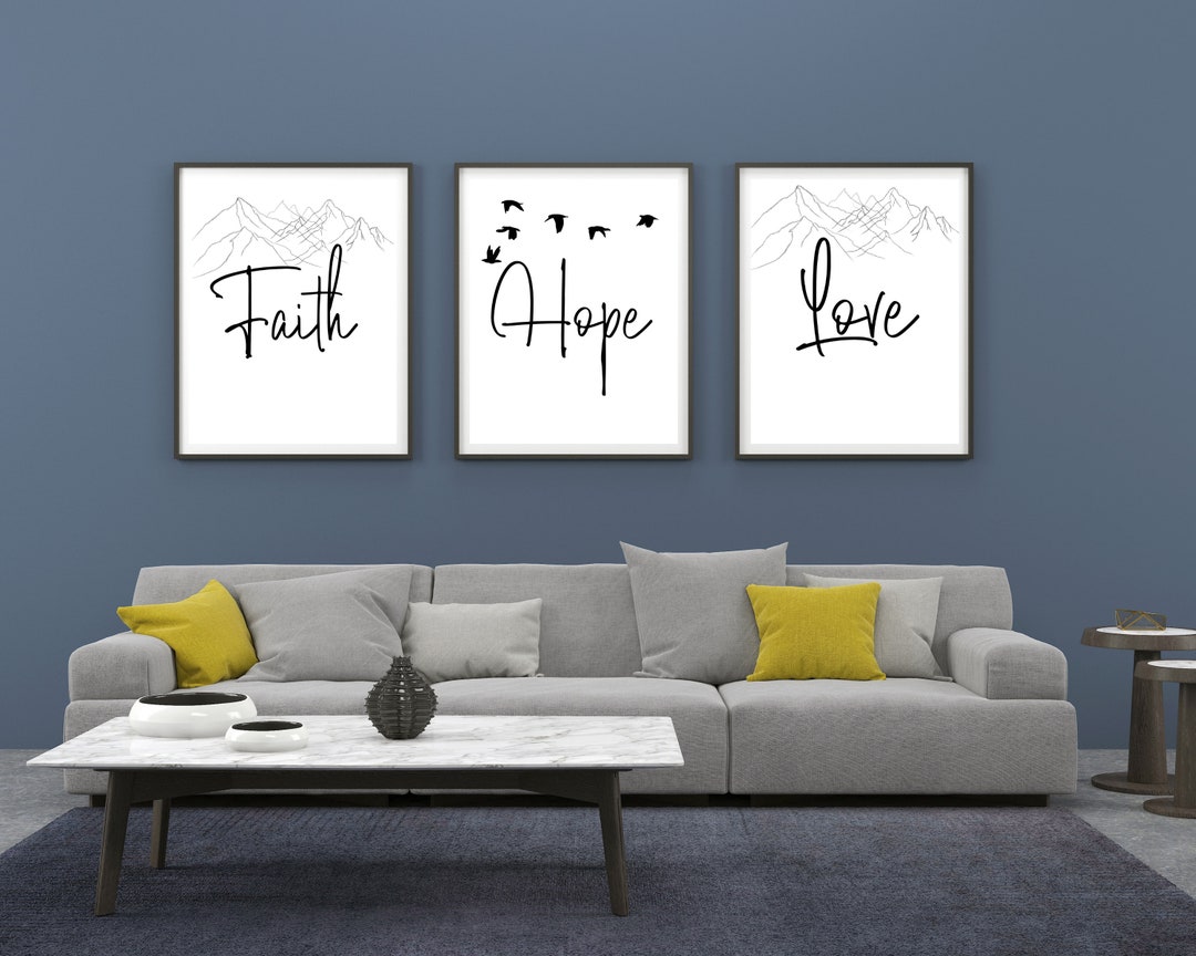 Faith Hope Love Scripture Wall Art Set of 3 Prints Christian Etsy