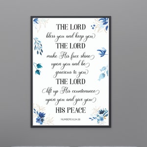 The LORD Bless Numbers 6 Printable Wall Art, The Aaronic Blessing Wall Art Printable, Numbers 6:24-26 Scripture Print image 6