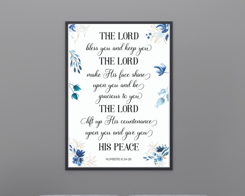 The LORD Bless Numbers 6 Printable Wall Art, The Aaronic Blessing Wall Art Printable, Numbers 6:24-26 Scripture Print image 6