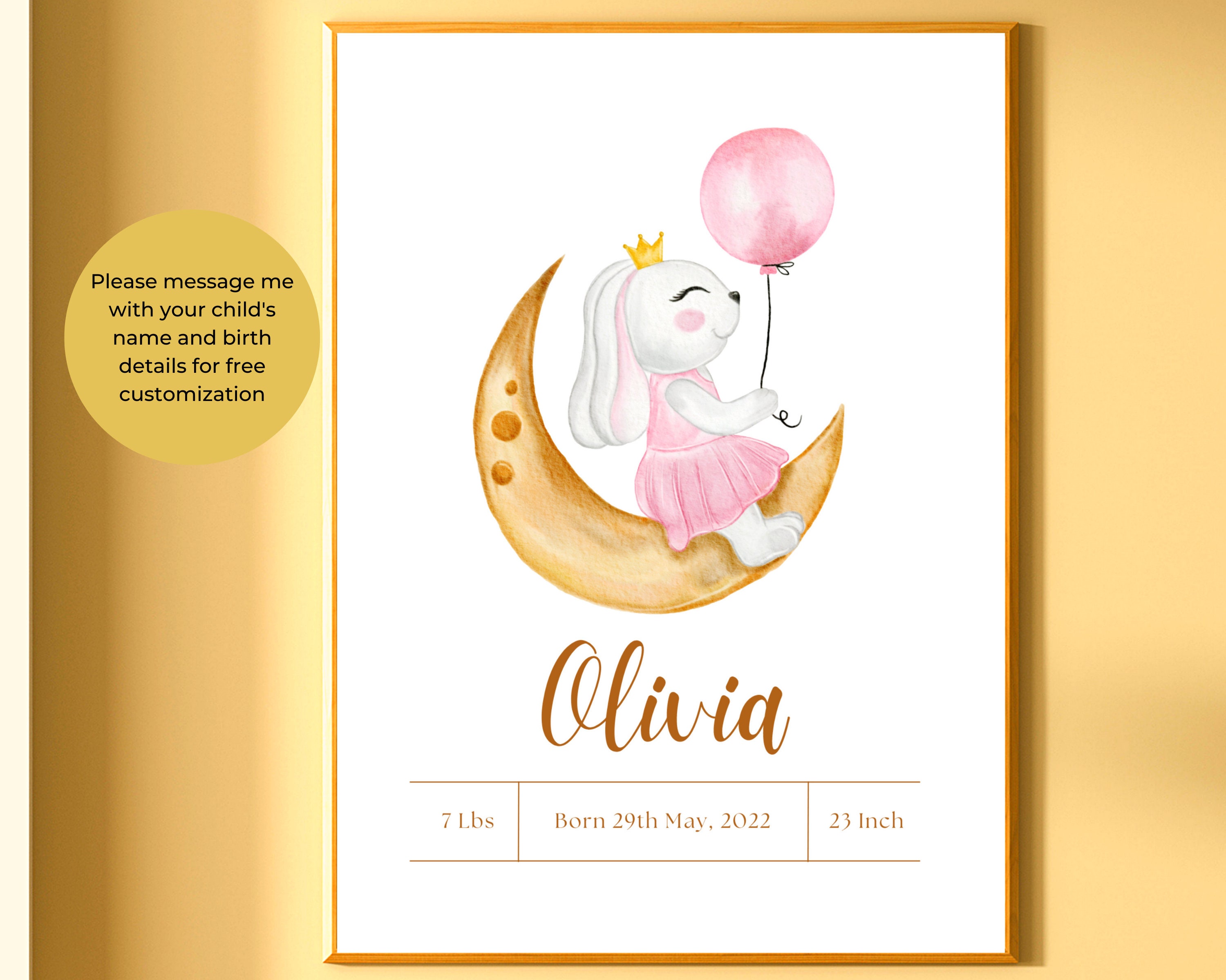 Custom Birth Print Olivia Name Print Personalized Baby Girl Etsy