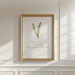 Micah 6:8 Scripture Wall Art | Act Justly Love Mercy Walk Humbly Before God | Christian Printable Bible Verse Decor | Digital Download
