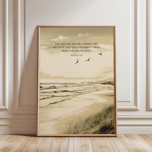 Jeremiah 33:3 Bible Verse Wall Art, Call Unto Me Scripture Printable, Beach Christian Wall Decor, Coastal Bible Verse Print, Christian Art