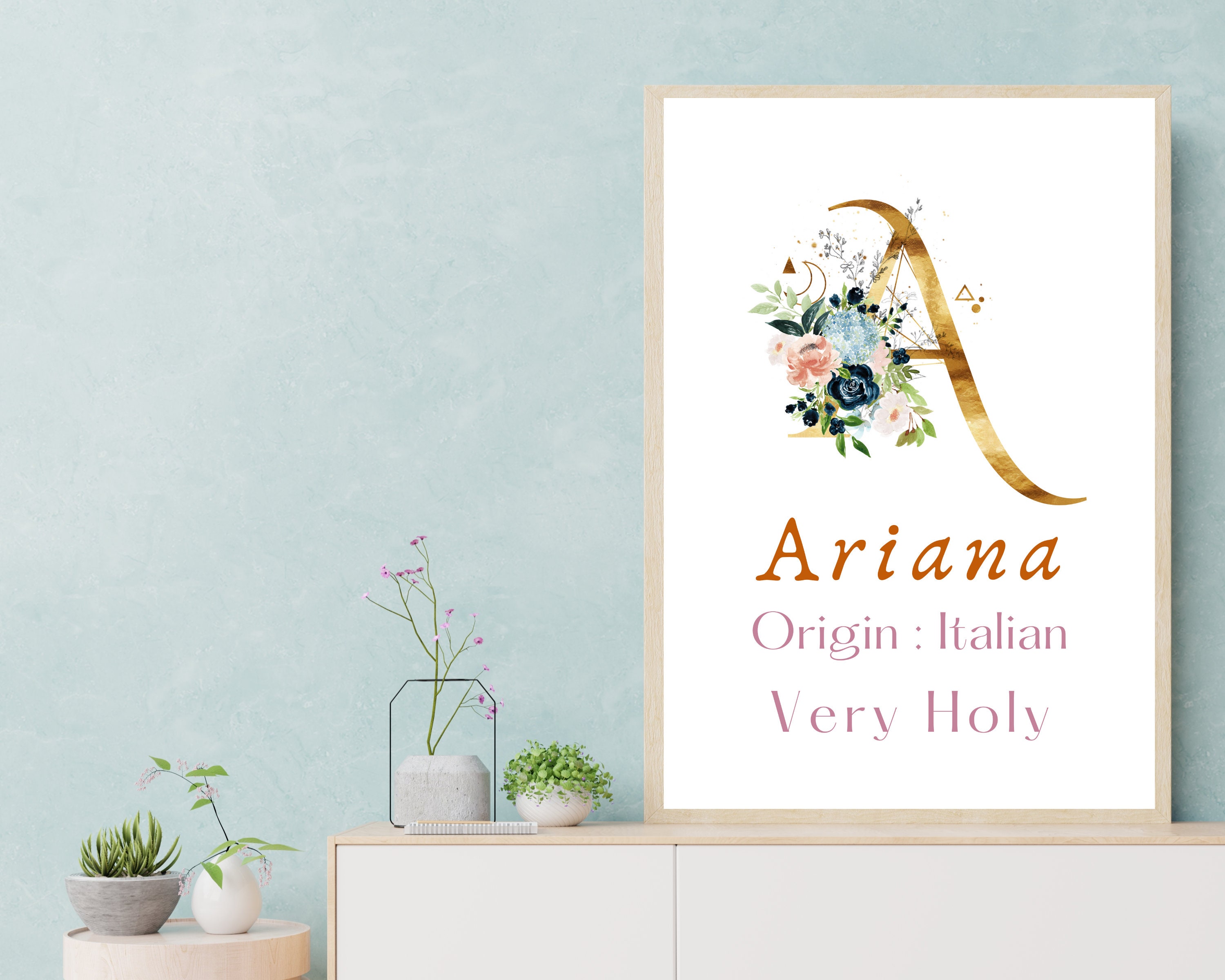 Customizable Ariana Name Meaning Wall Art Printable Baby Etsy UK