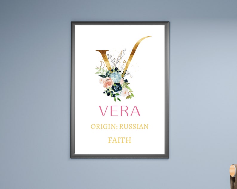 Vera Name Meaning Wall Art Printable Baby Shower Gift Baby Etsy