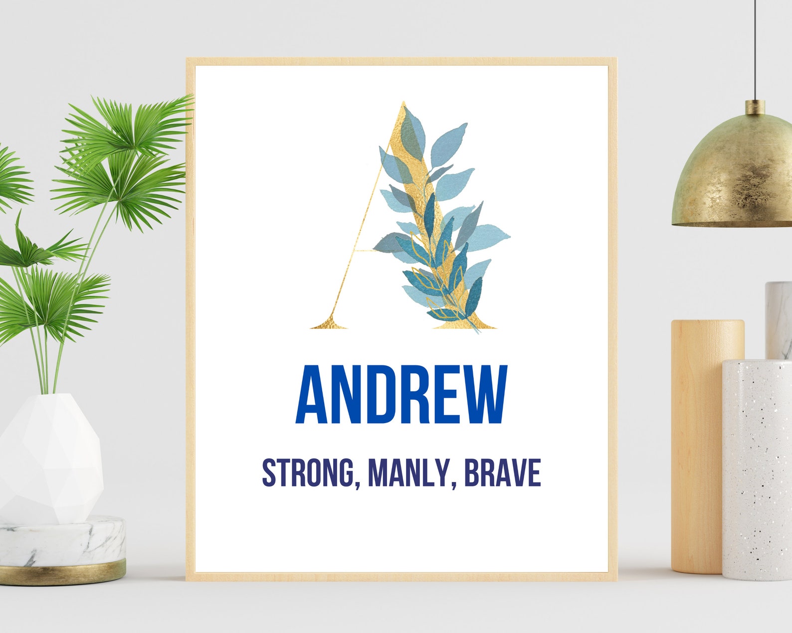 Andrew Name Meaning Wall Art Printable Baptism Gift Modern Etsy