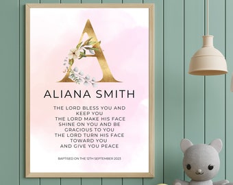 Baptism Gift for Girls, Personalized Baptism PRINTABLE, Baby Baptism Sign, Nursery Wall Art, Dedication Gift, Nursery Decor Instant Download