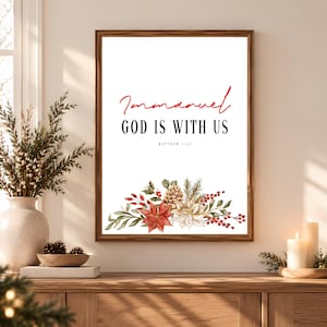 Immanuel, God is met ons, kersttekst, printbare muurdecoratie (digitale download)